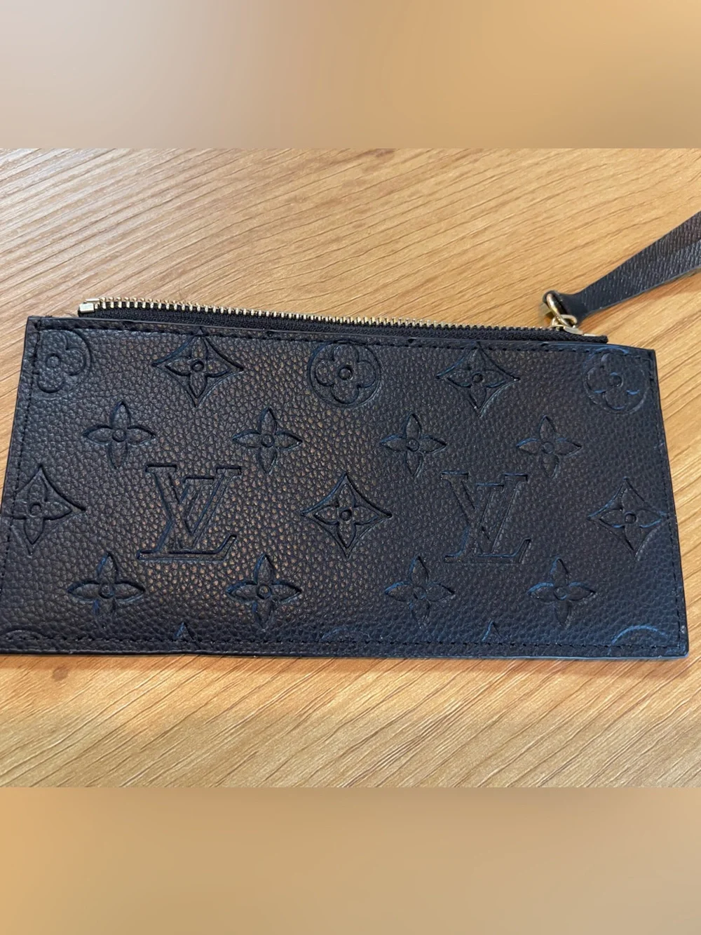 Louis Vuitton Black Embossed Monogram Zip Insert Wallet